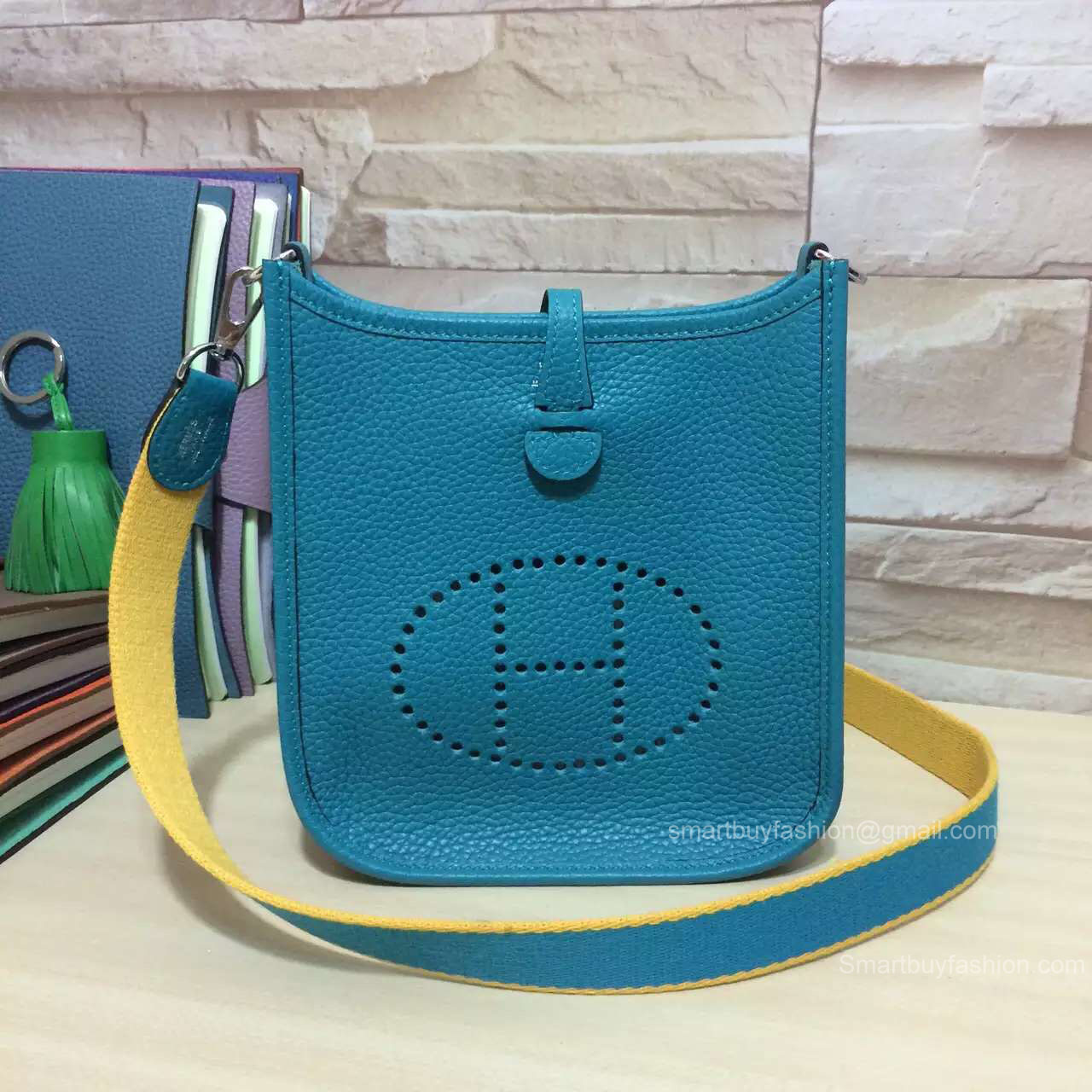 Hermes Evelyne III Bag in Blue Togo Leather TPM