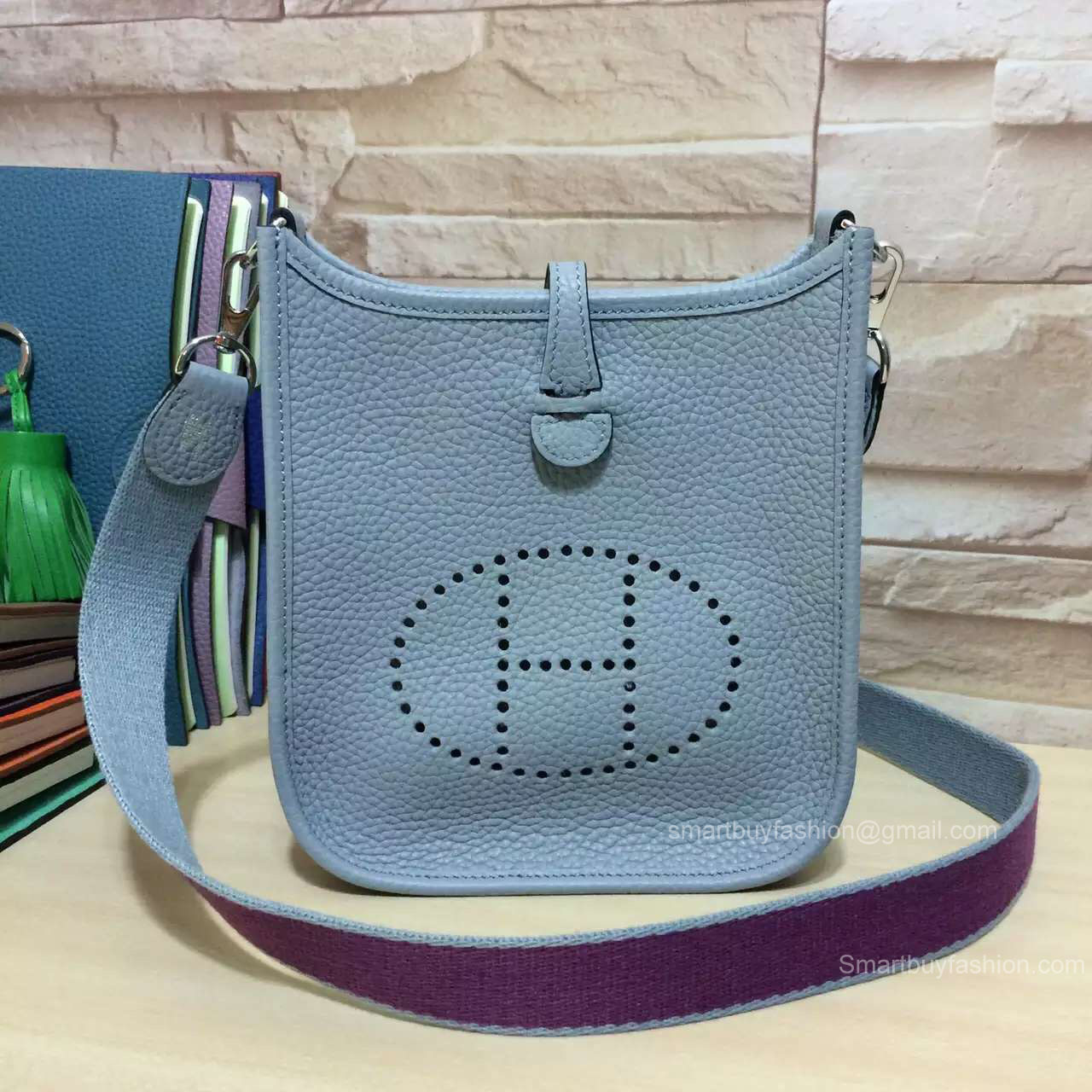 Hermes Evelyne III Bag in Ice Blue Togo Leather TPM