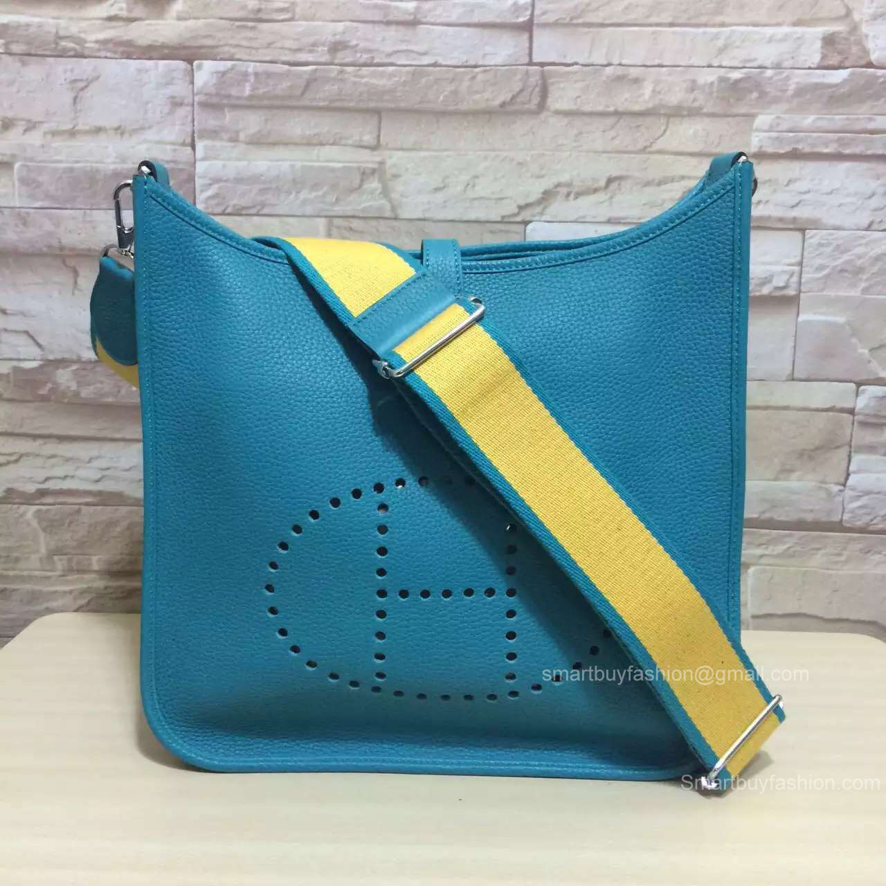 Hermes Evelyne III Bag PM in Blue Togo Leather