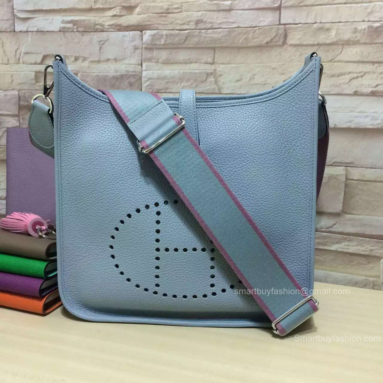 Hermes Evelyne III Bag PM in Ice Blue Togo Leather