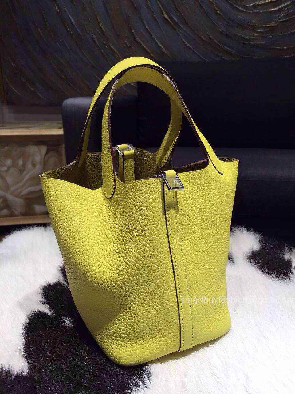 Hermes Picotin Lock 22 Bag Soleil 9H Taurillon Clemence Handstitched