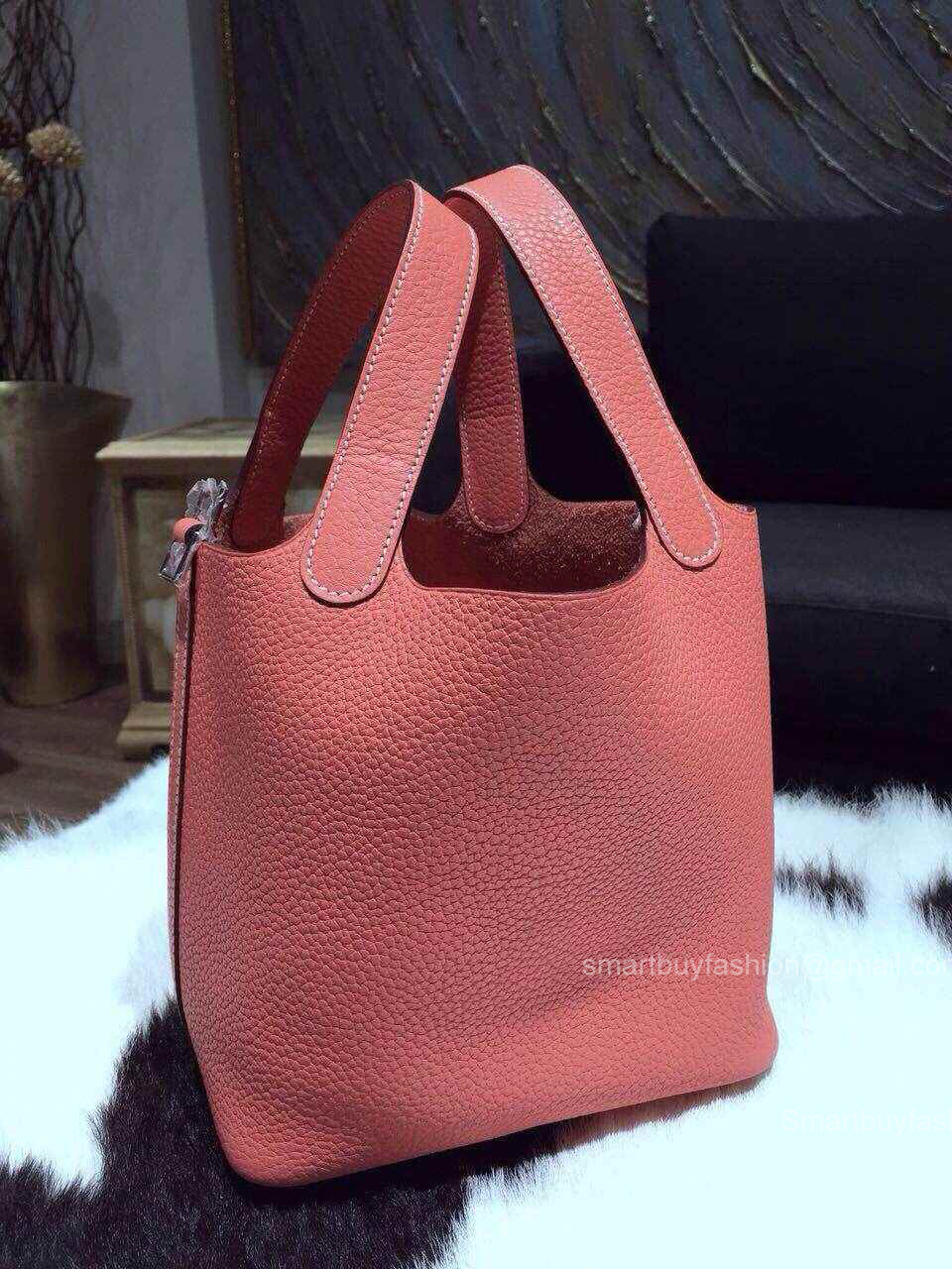 Hermes Picotin Lock 22 Bag Pink Taurillon Clemence Handstitched