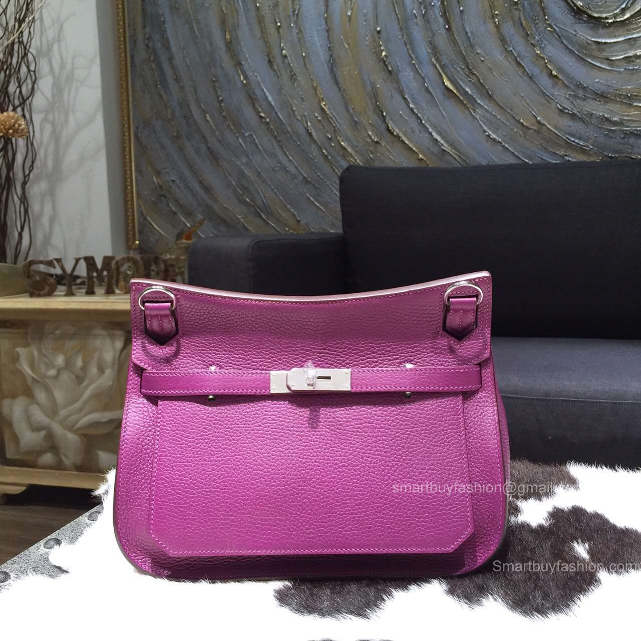 Hermes Jypsiere 34 Large Bag Anemone P9 Taurillon Clemence Handstitched