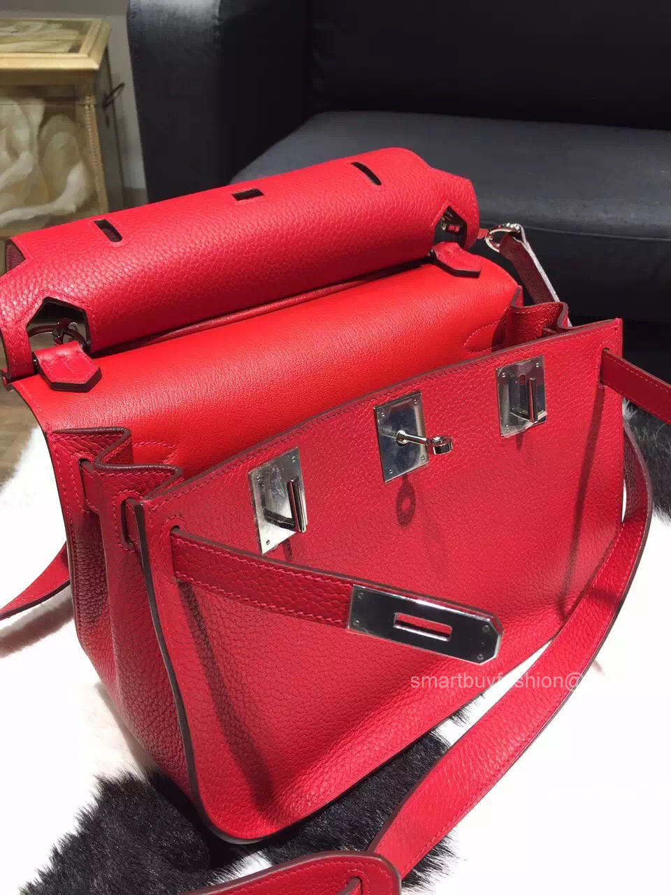 Hermes Jypsiere 34 Large Bag Rouge Casaque Q5 Clemence Handstitched