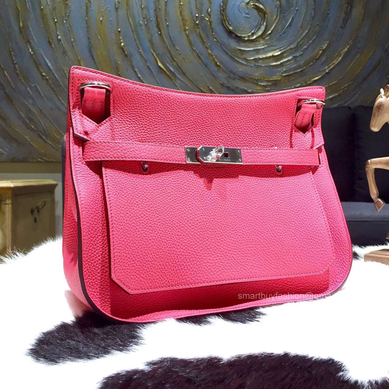 Hermes Jypsiere 34 Large Bag Rose Lipstick U5 Clemence Handstitched