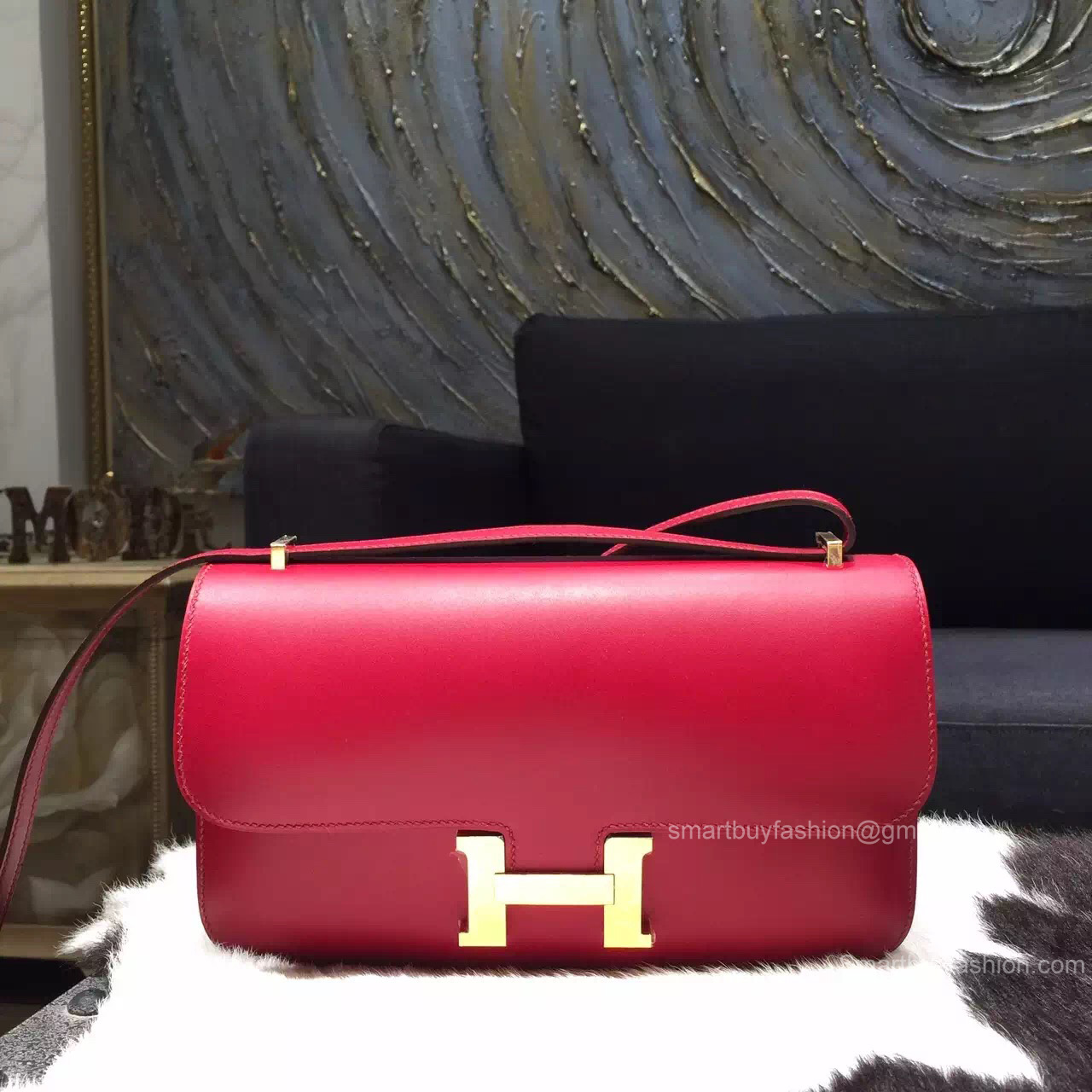 Hermes Constance Elan 25 Bag Ruby B5 Box Leather Handstitched Gold hw