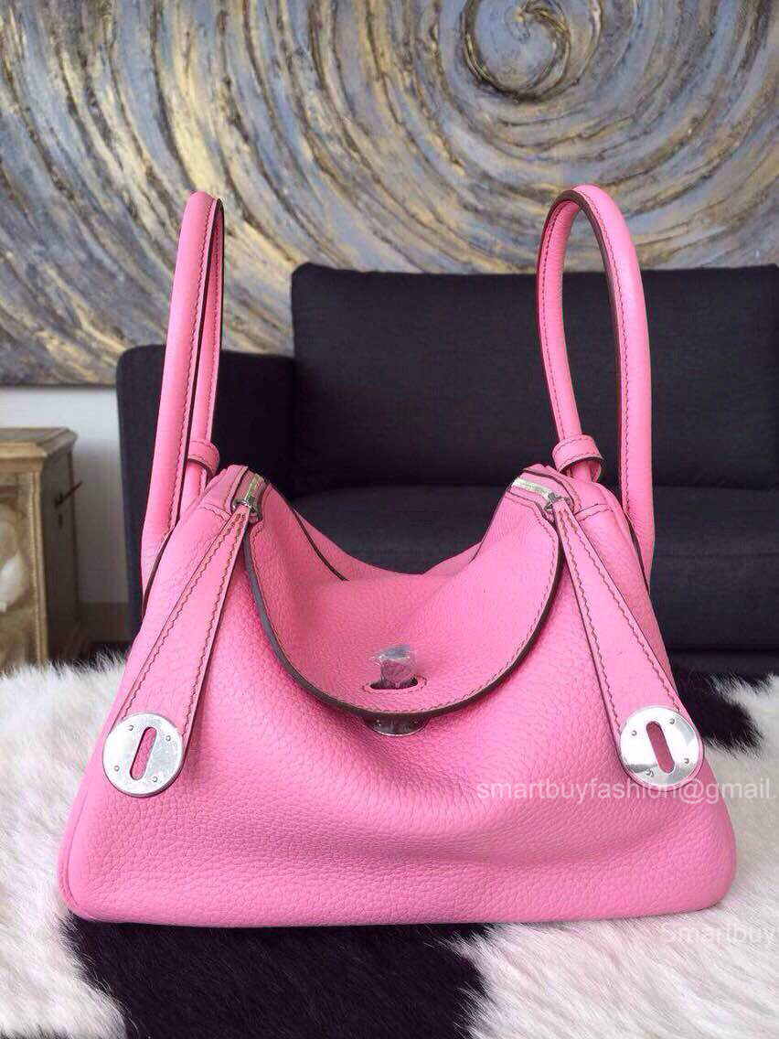 Hermes Lindy 26 Bag in Pink 5P Taurillon Clemence Leather Handstitched