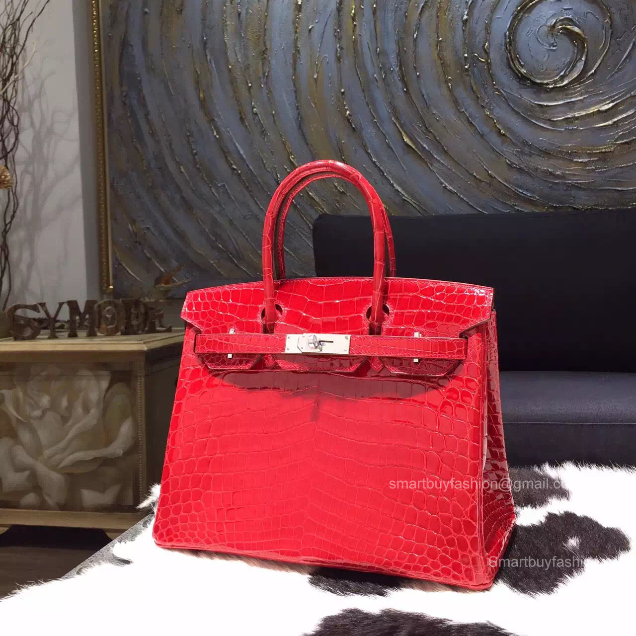 Hermes Birkin 30 Bag Braise Crocodile Leather Handstitched Silver hw