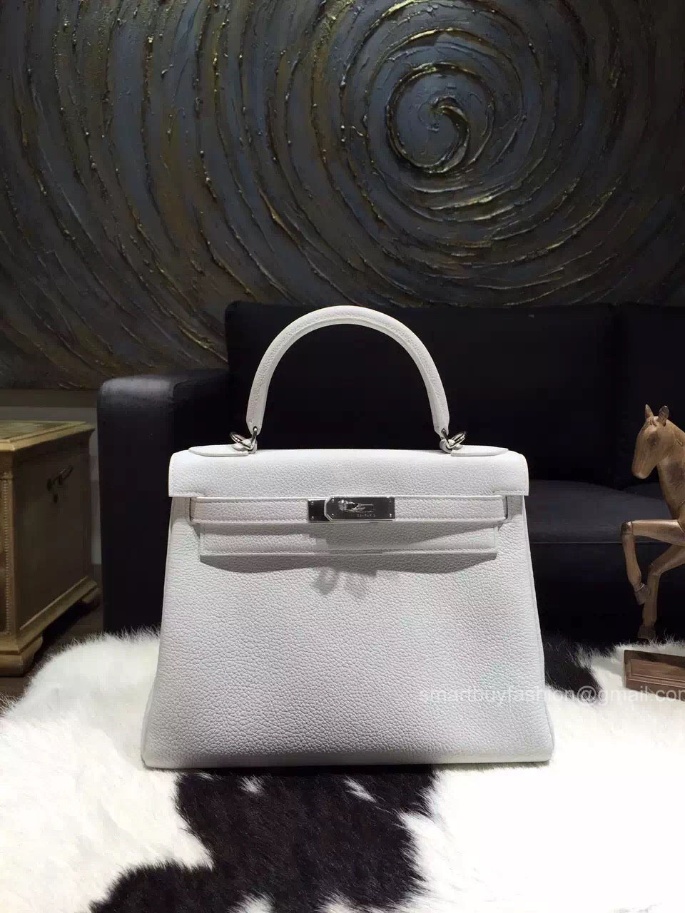 Hermes Kelly 28 White Togo Leather Handstitched Gold hw