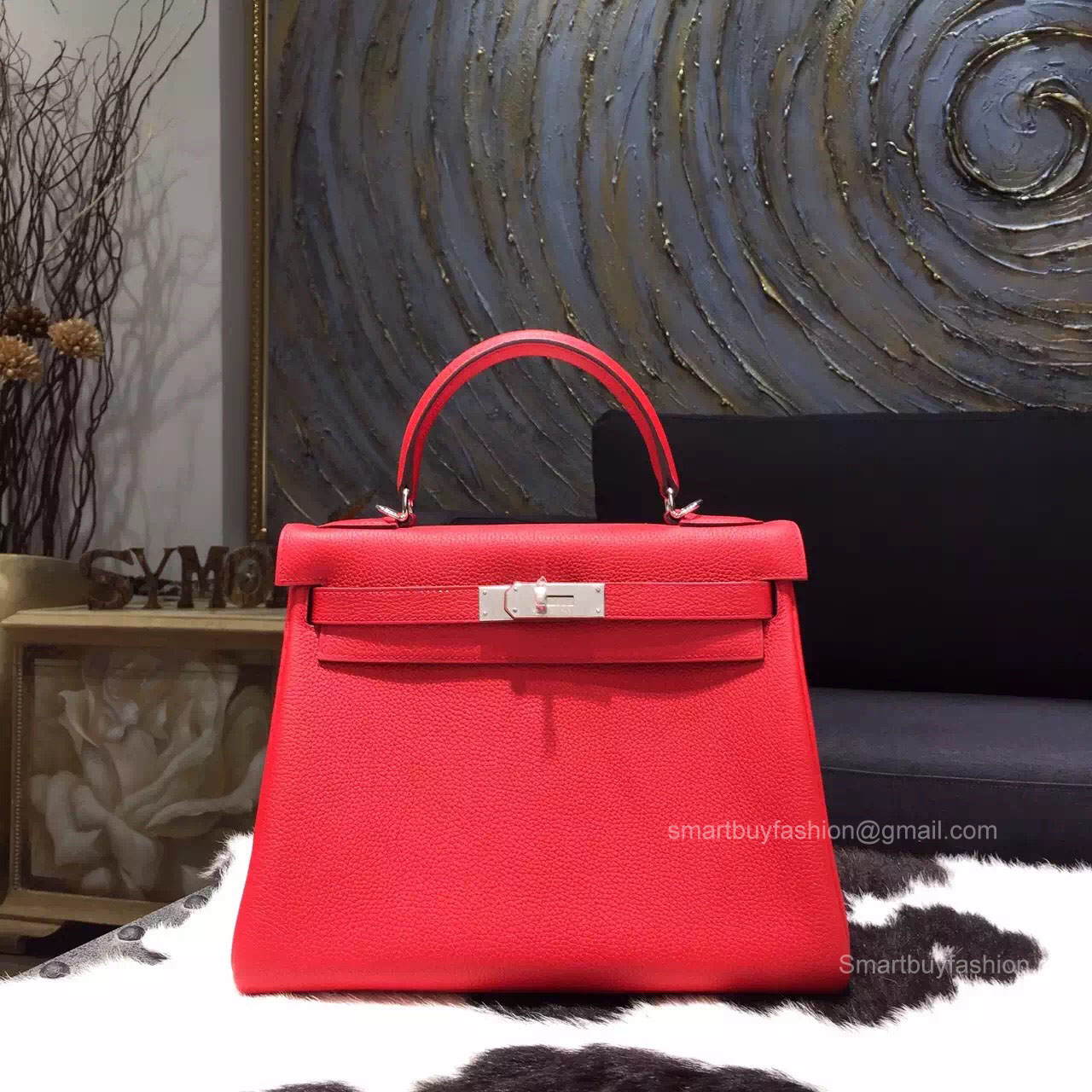 Hermes Kelly 28 Bag Rouge Casaque Togo Leather Handstitched Silver hw