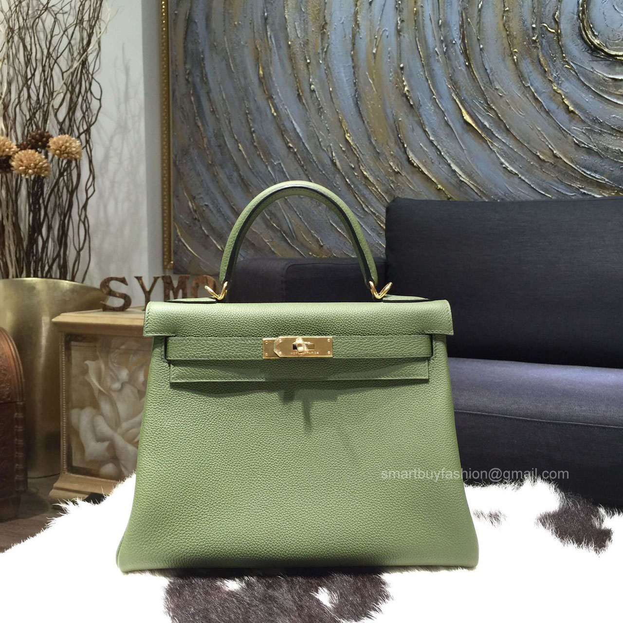 Hermes Kelly 32 Canopee V6 Togo Leather Handstitched Gold hw