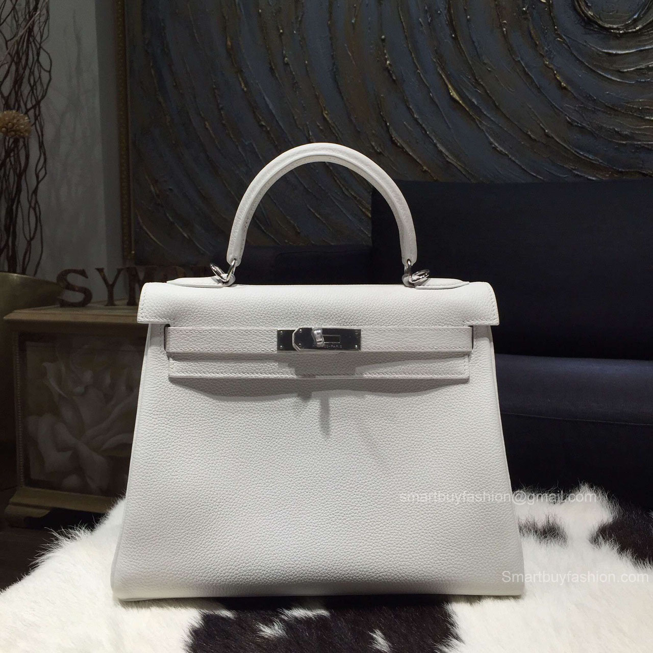 Hermes Kelly 32 Blanc Togo Leather Handstitched Silver hw