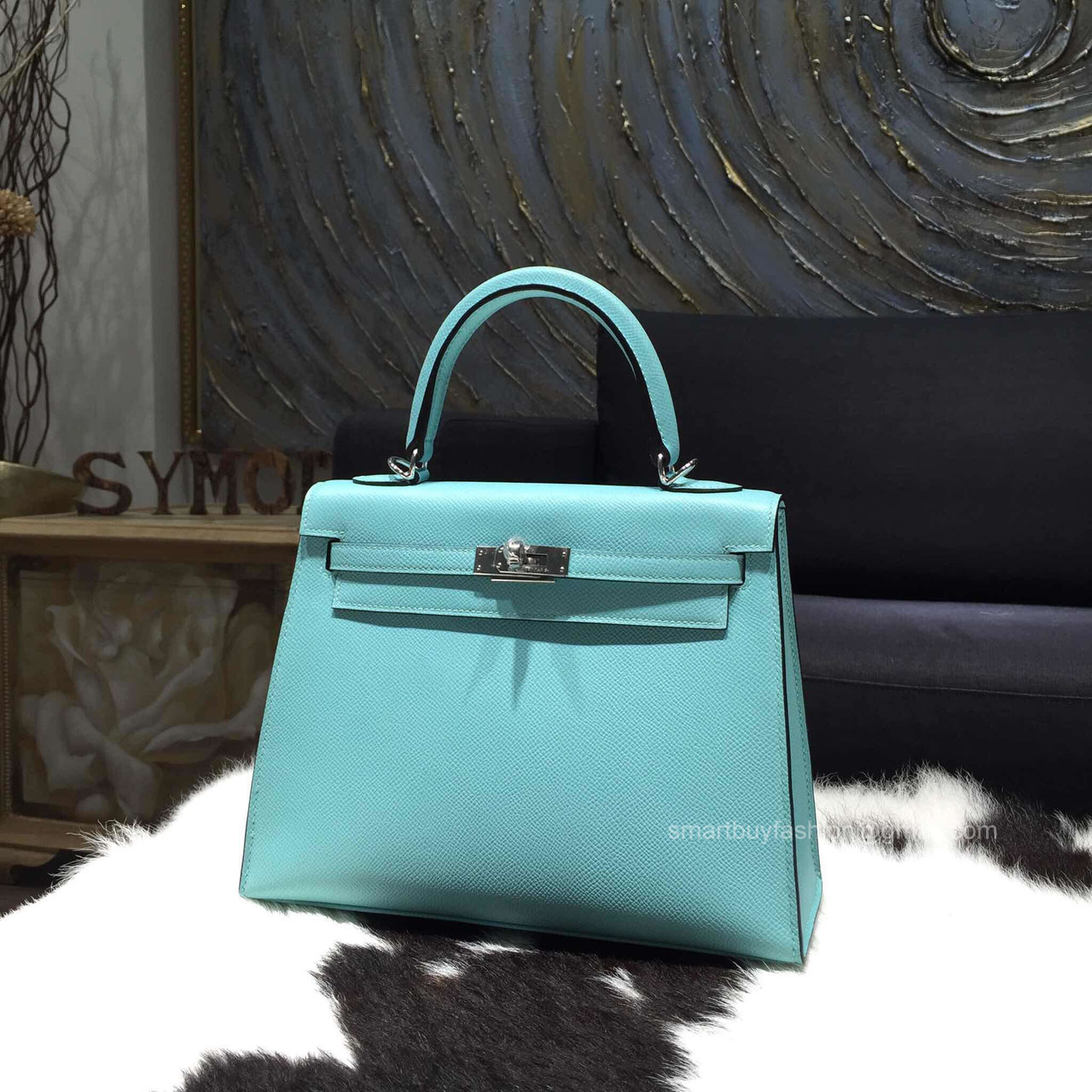 Hermes Kelly 32 Blue Atoll 3P Epsom Leather Handstitched Silver hw