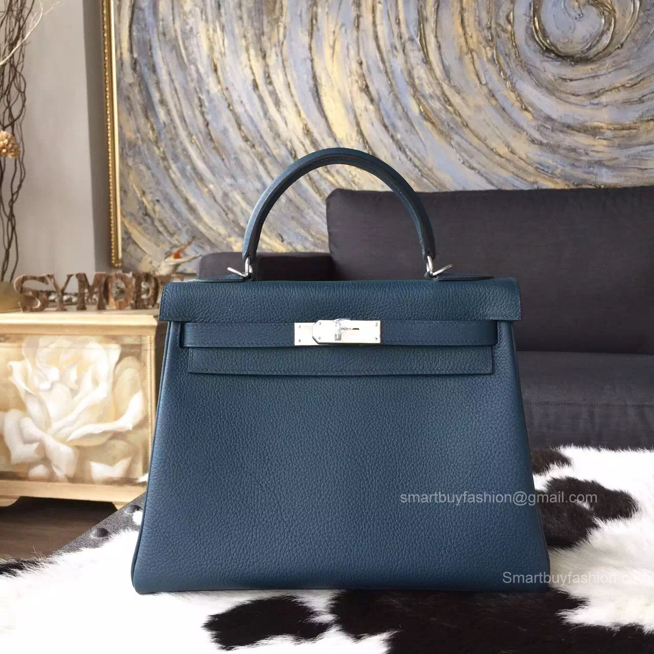 Hermes Kelly 32 Bag Colvert 1p Togo Leather Handstitched Silver hw