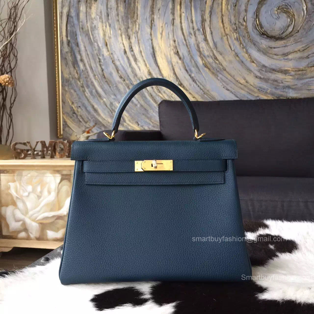 Hermes Kelly 32 Bag Colvert 1p Togo Leather Handstitched Gold hw