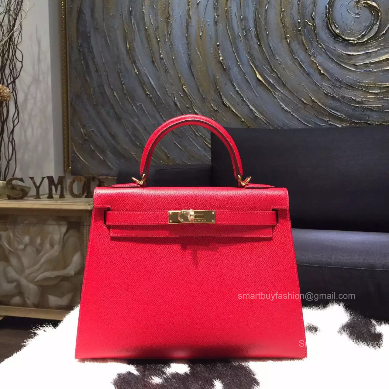 Hermes Kelly 32 Rouge Casaque Q5 Epsom Leather Handstitched Gold hw