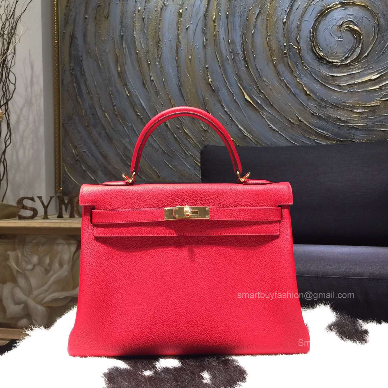 Hermes Kelly 32 Bag Rouge Casaque Q5 Togo Leather Handstitched Gold hw