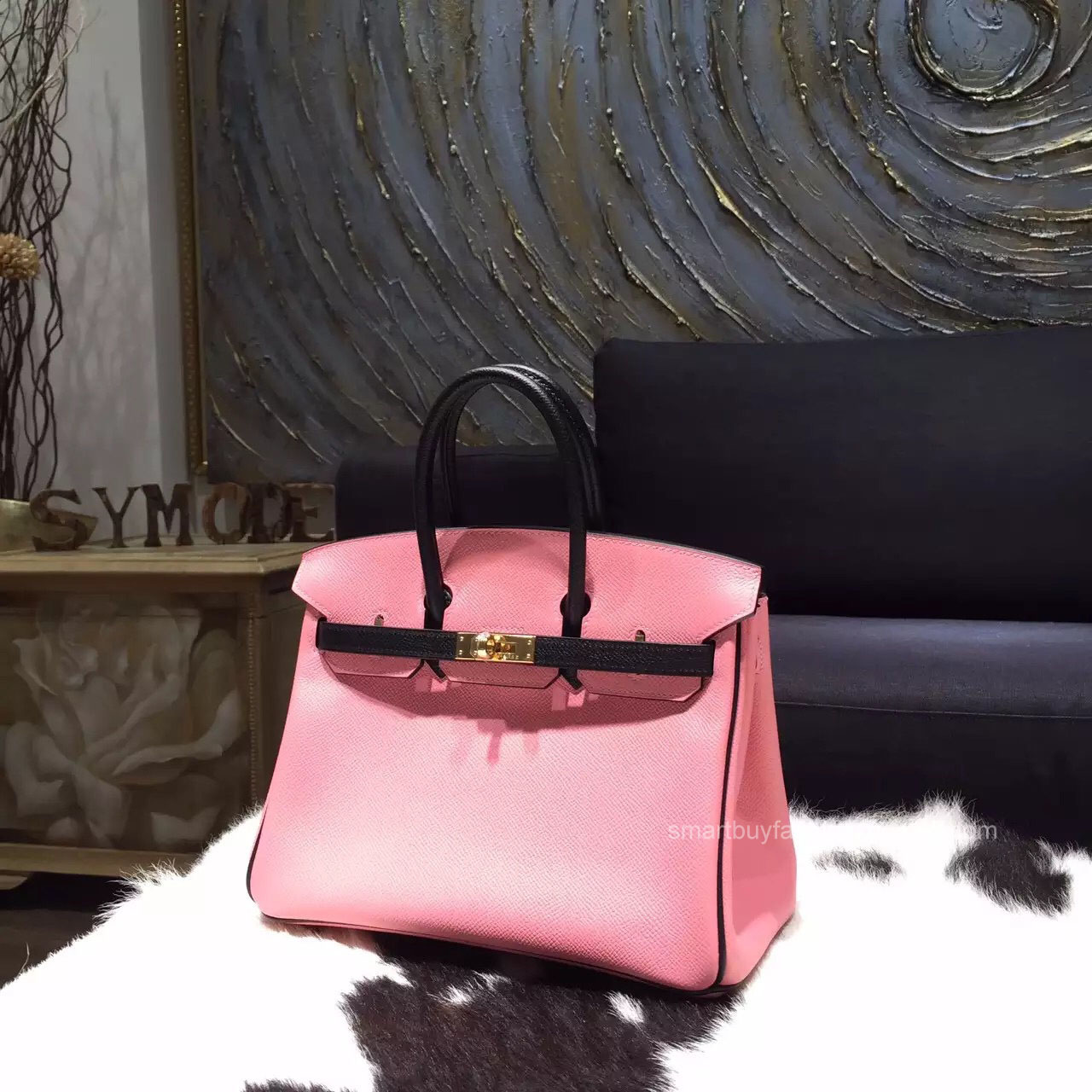 Hermes Birkin 25 Bag Bicolor Rose Confetti Togo Leather Handstitched Gold hw
