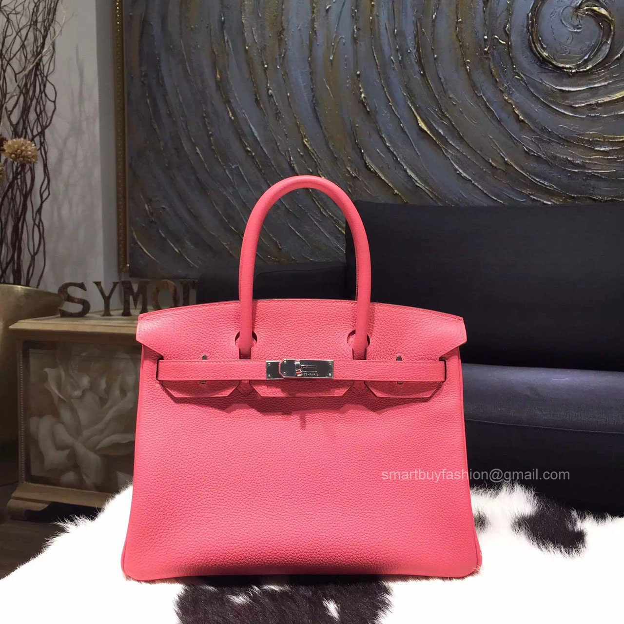 Hermes Birkin 30 Bag Rose Lipstick U5 Togo Leather Handstitched Silver hw