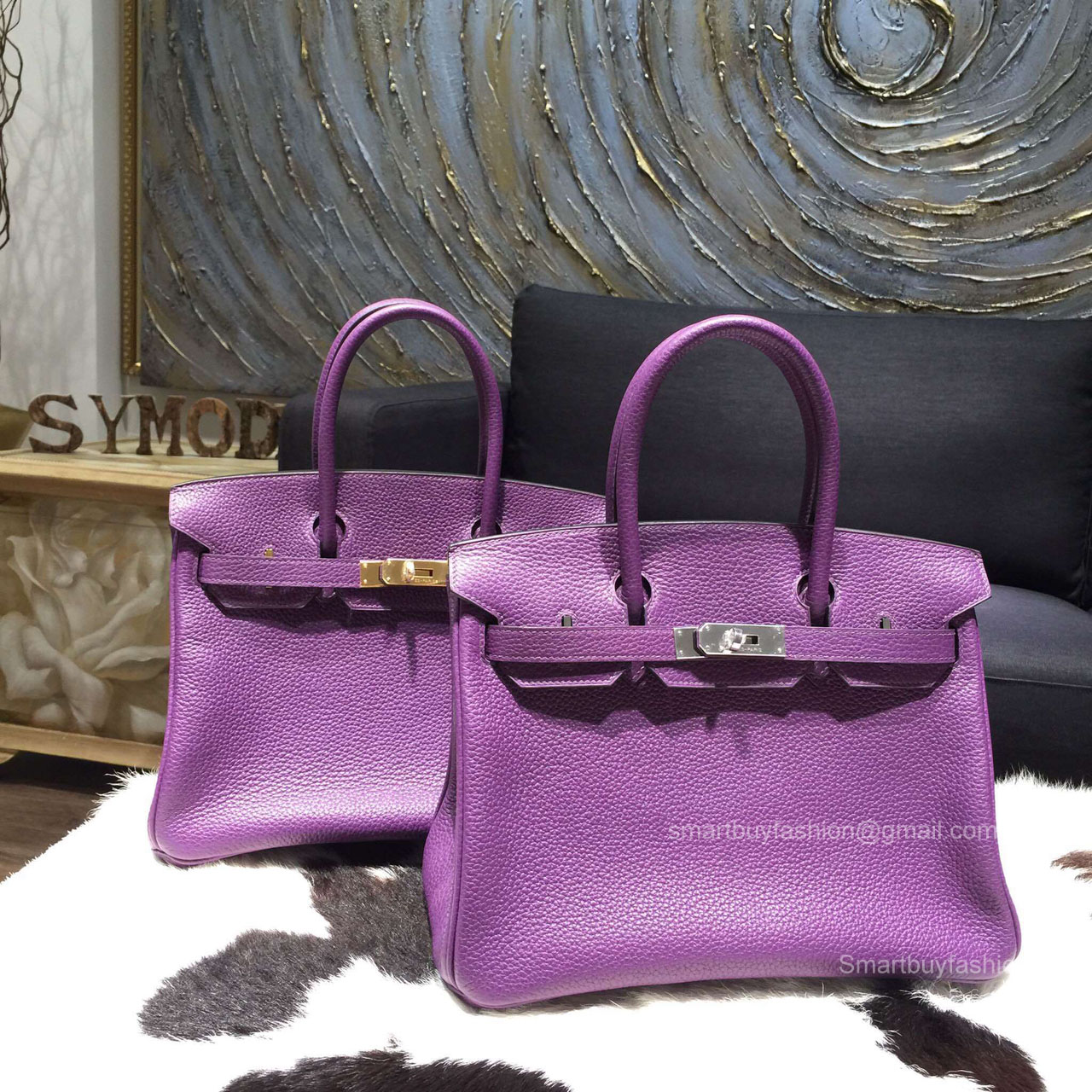Hermes Birkin 30 Bag Ultraviolet 5L Togo Leather Handstitched Silver hw