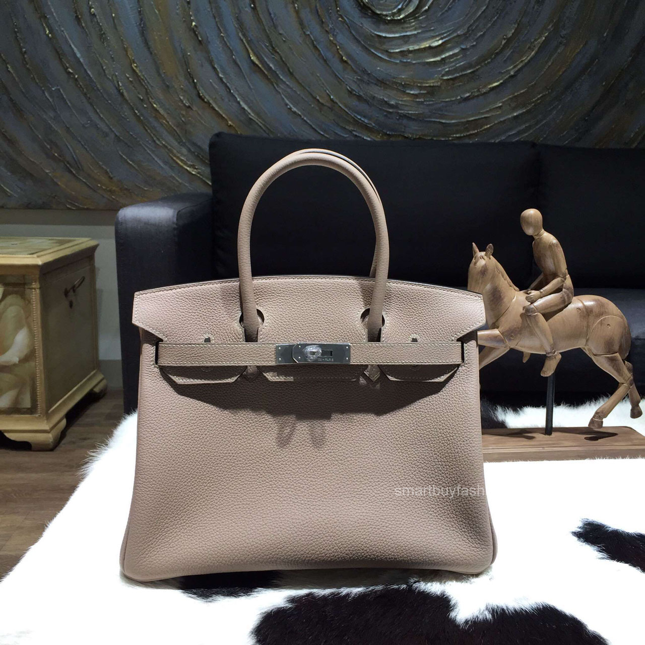 Hermes Birkin 30 Bag Gris Tourterelle CK81 Togo Leather Handstitched Silver hw