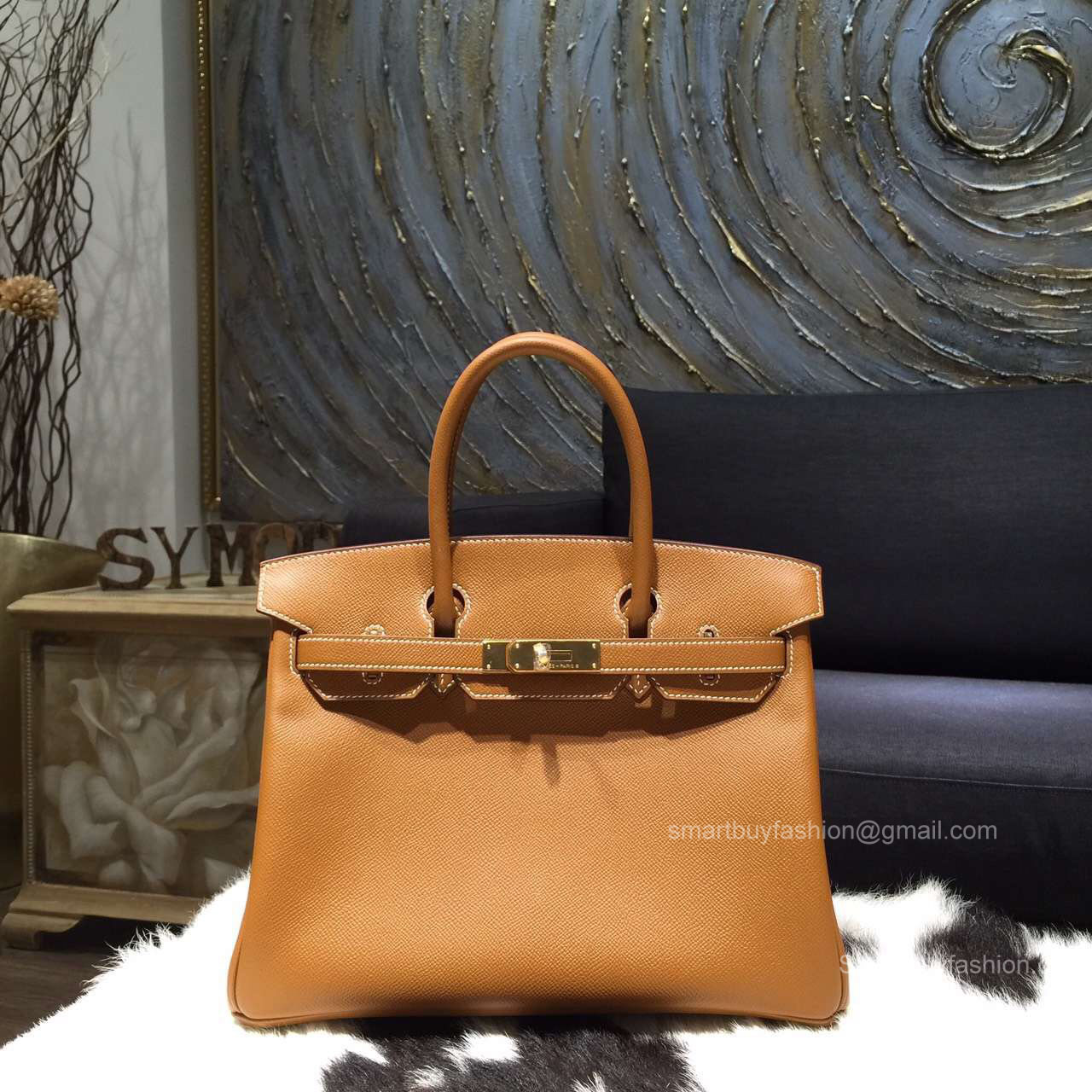 Hermes Birkin 30 Bag Gold CK37 Epsom Leather Handstitched Gold hw