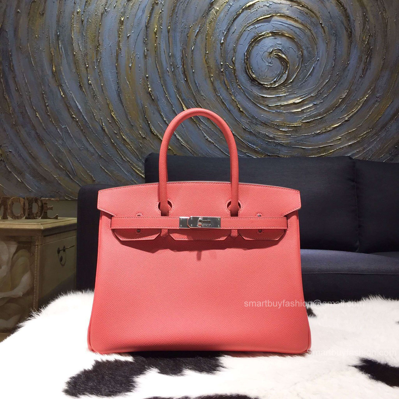 Hermes Birkin 35 Bag Flamingo I5 Epsom Leather Handstitched Silver hw