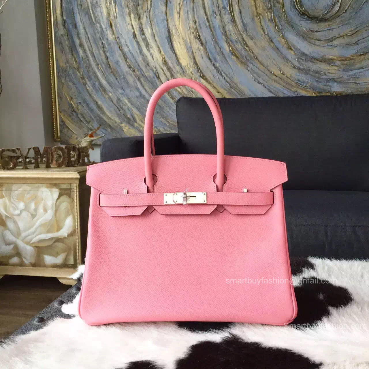 Hermes Birkin 35 Bag Rose Confetti 1q Epsom Leather Handstitched Silver hw