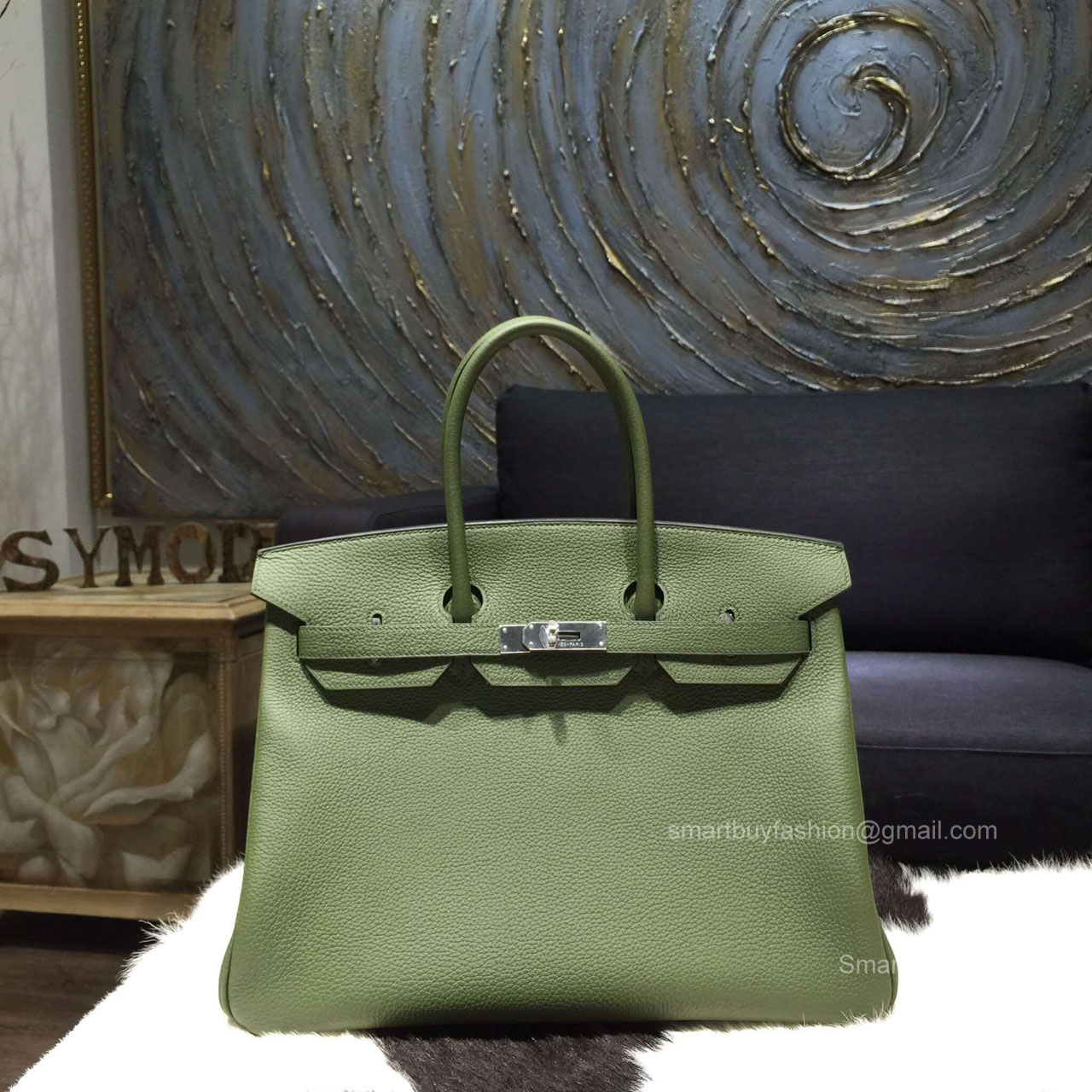 Hermes Birkin 35 cm Togo Bag Canopee V6 Handstitched Silver Hw