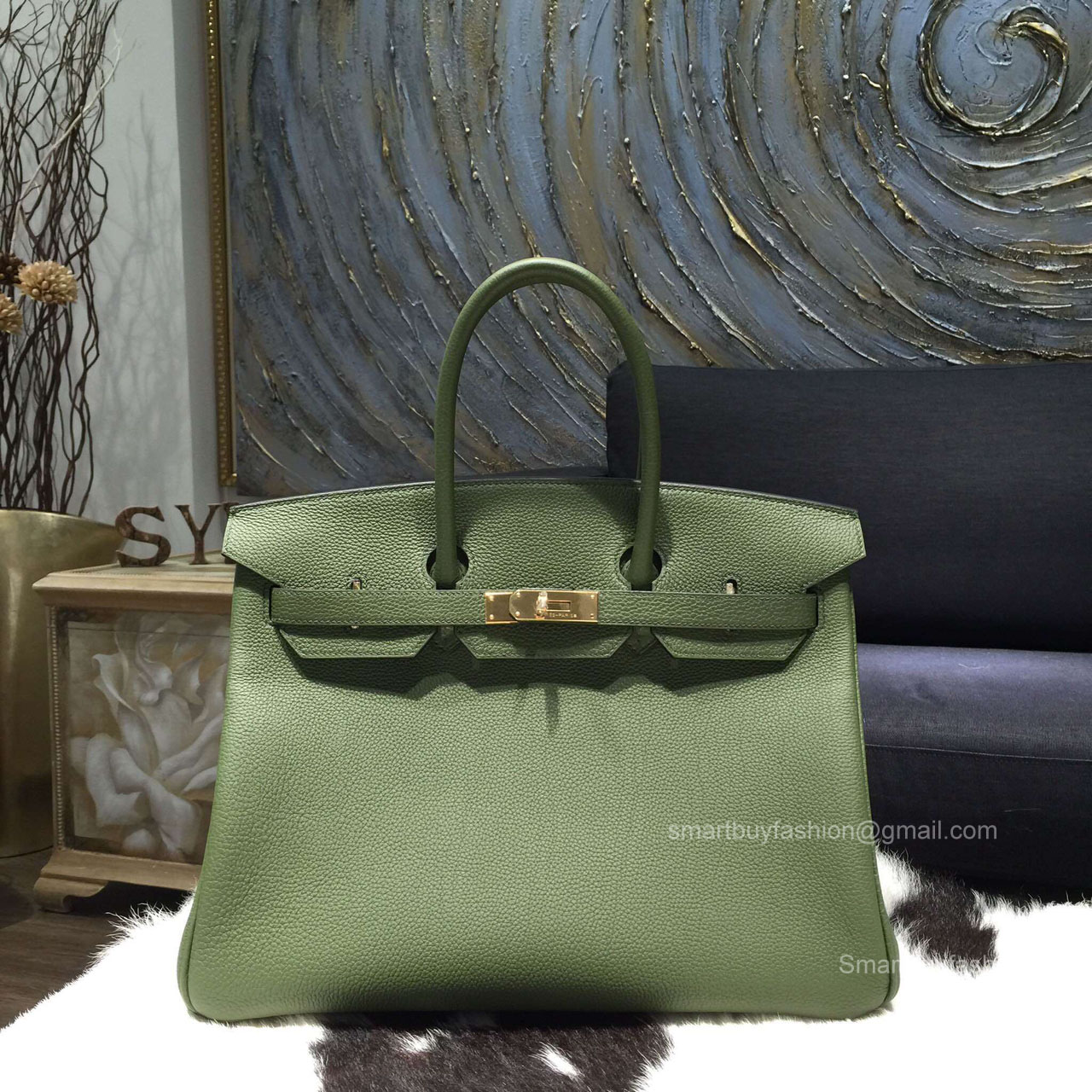 Hermes Birkin 35 cm Togo Bag Canopee V6 Handstitched Gold Hw 