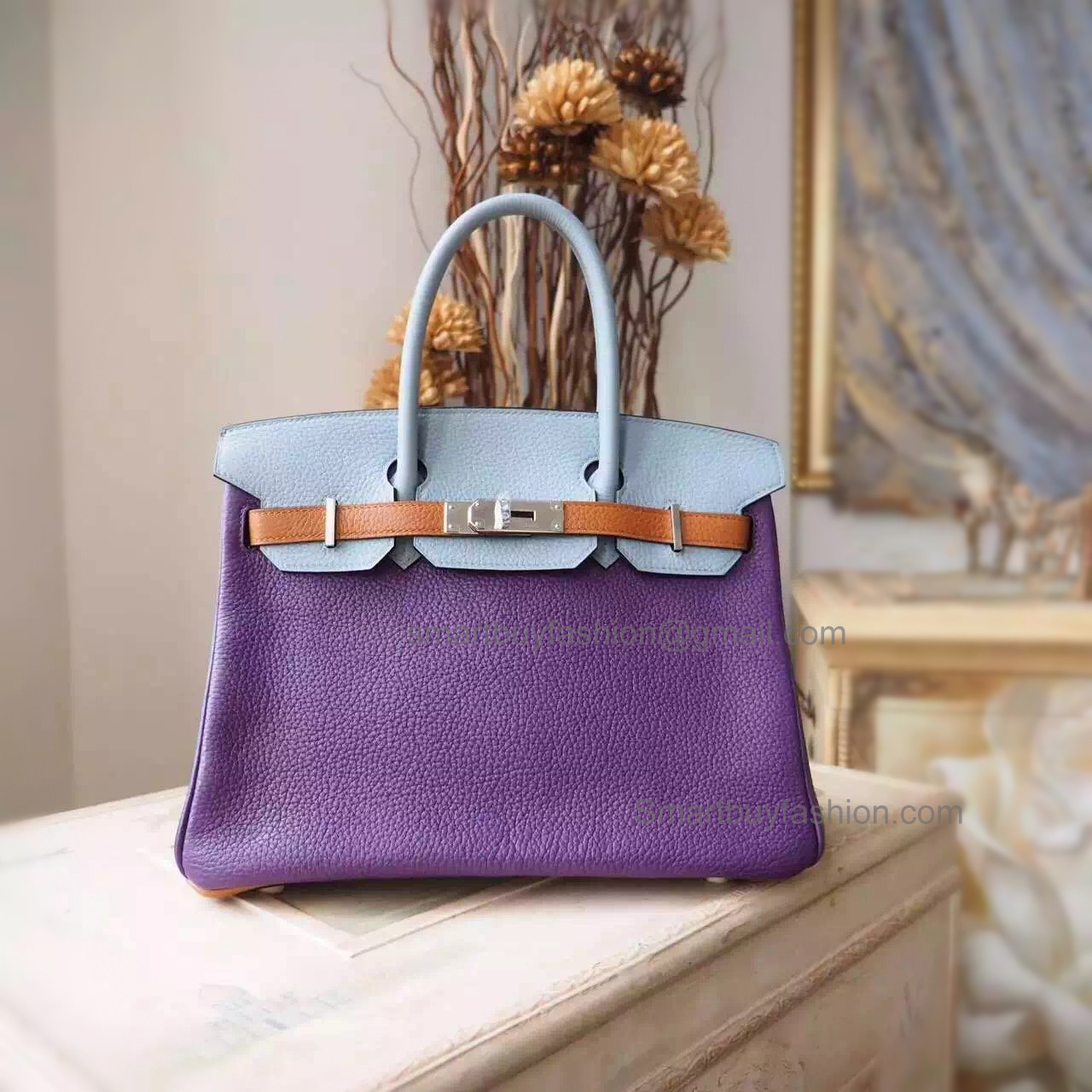 Hand Stitched Hermes Birkin 30 Bag in Multicolored p9 Anemone Togo Calfskin SHW