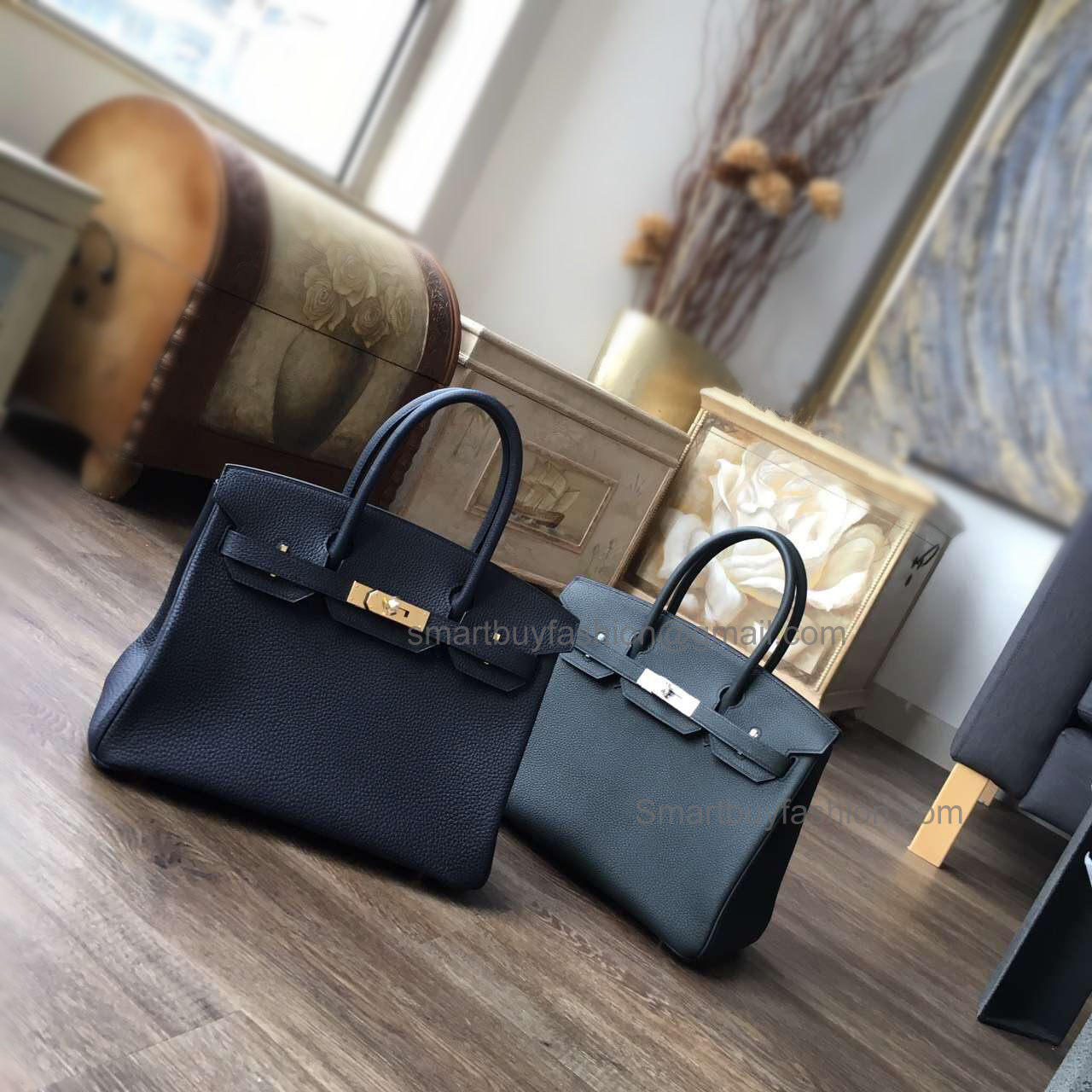 Hand Stitched Hermes Birkin 30 Bag in ck76 Blue Indigo Togo Calfskin