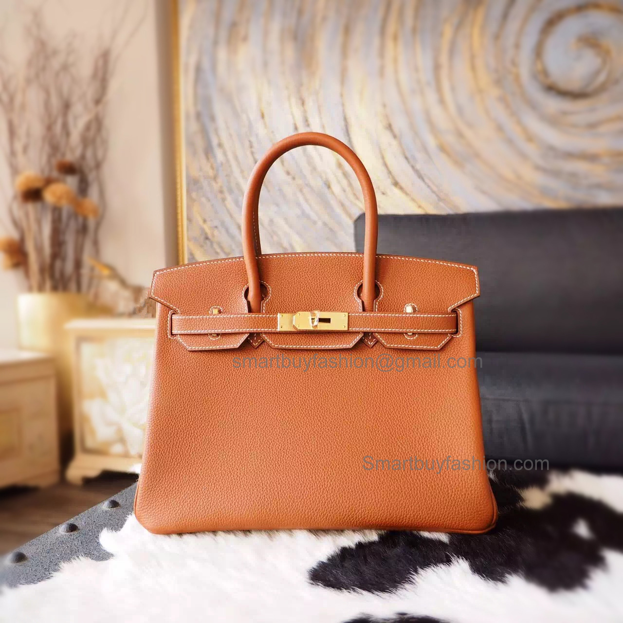 Hand Stitched Hermes Birkin 30 Bag in ck37 Gold Togo Calfskin GHW