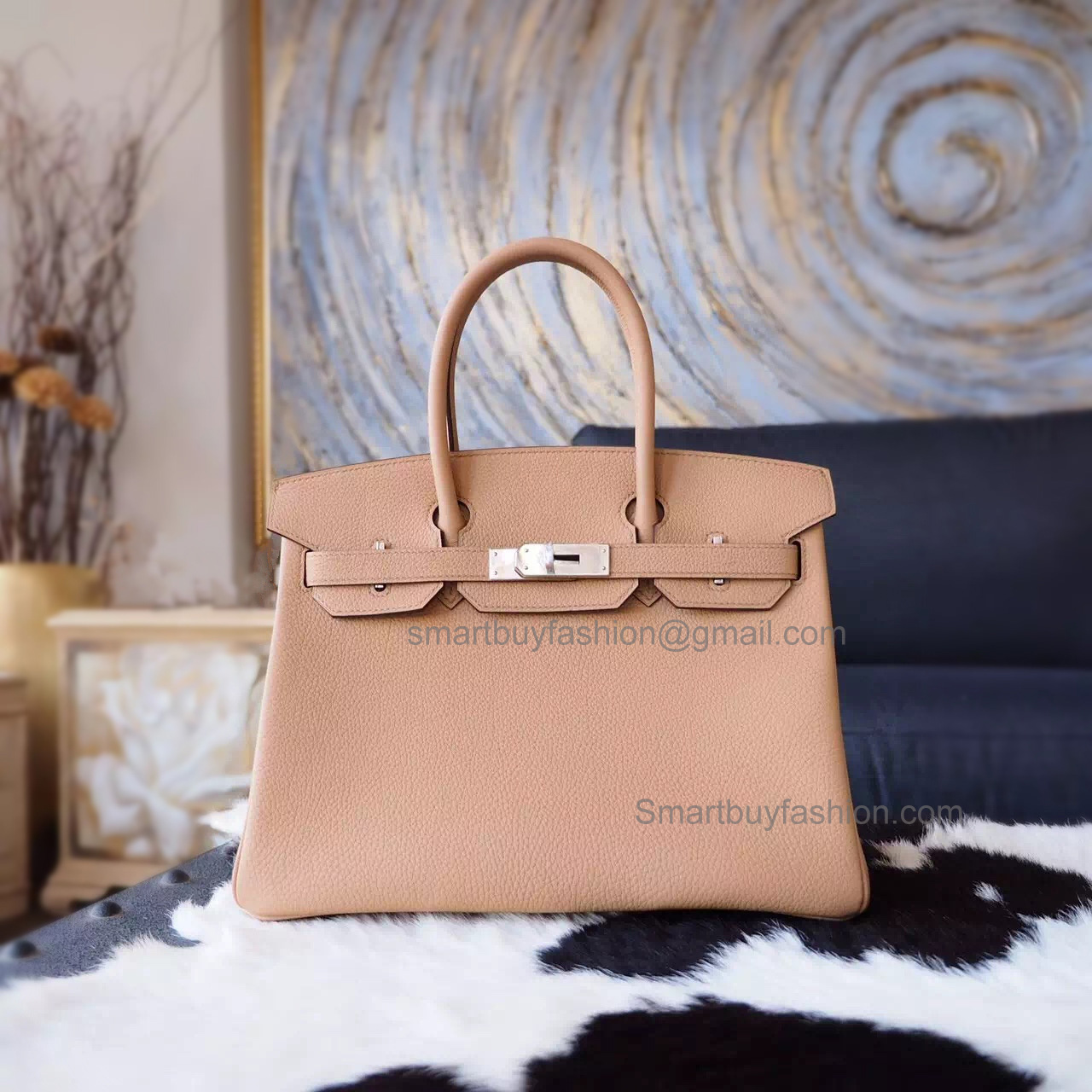 Hand Stitched Hermes Birkin 30 Bag in ck24 Tabac Camel Togo Calfskin SHW