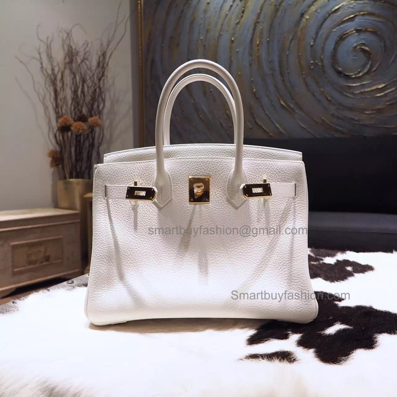 Hand Stitched Hermes Birkin 30 Bag in ck01 Blanc Togo Calfskin GHW