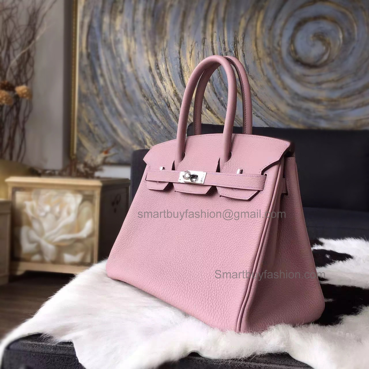 Hand Stitched Hermes Birkin 30 Bag in 4w Glycine Togo Calfskin GHW