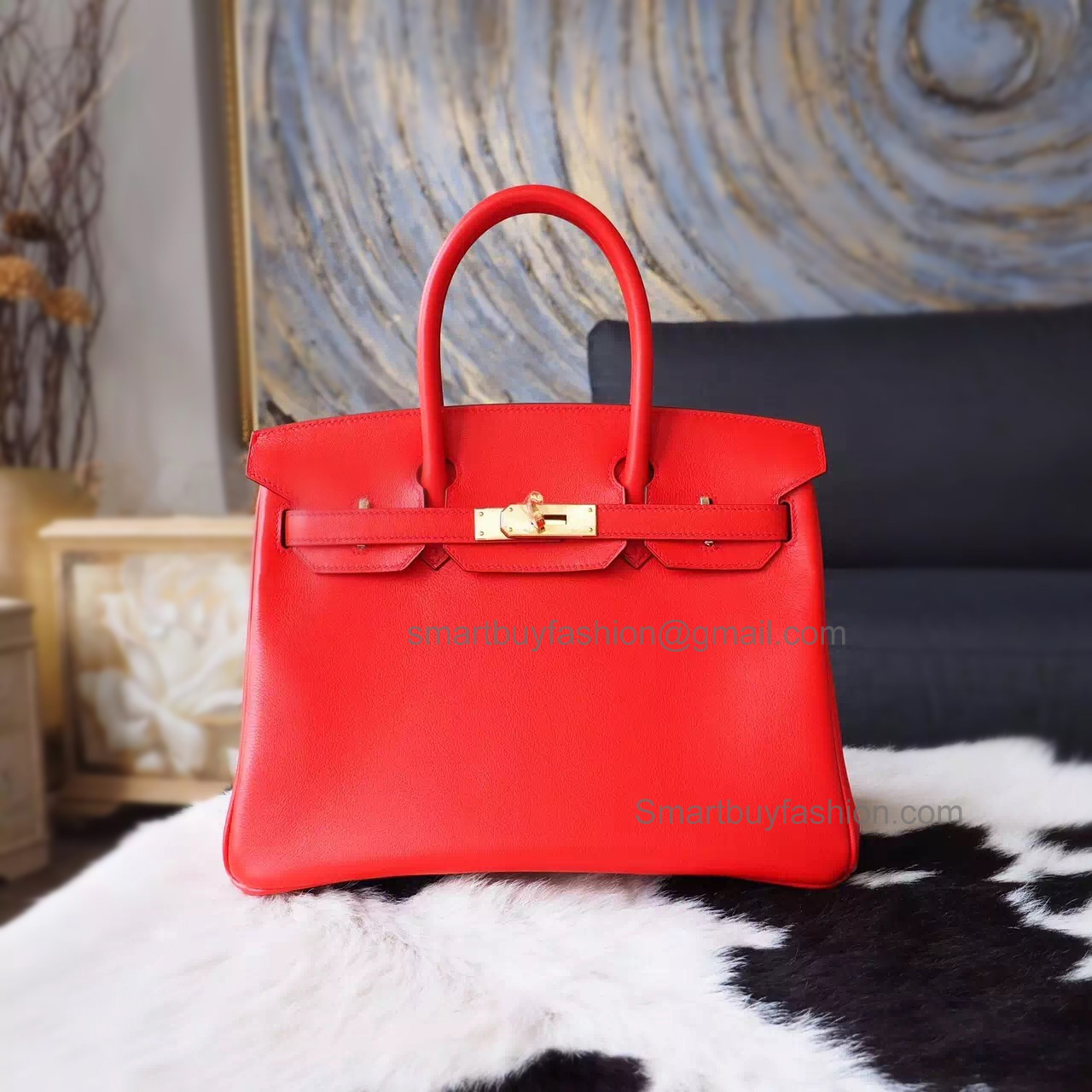 Hand Stitched Hermes Birkin 30 Bag in q5 Rouge Casaque Swift Calfskin GHW