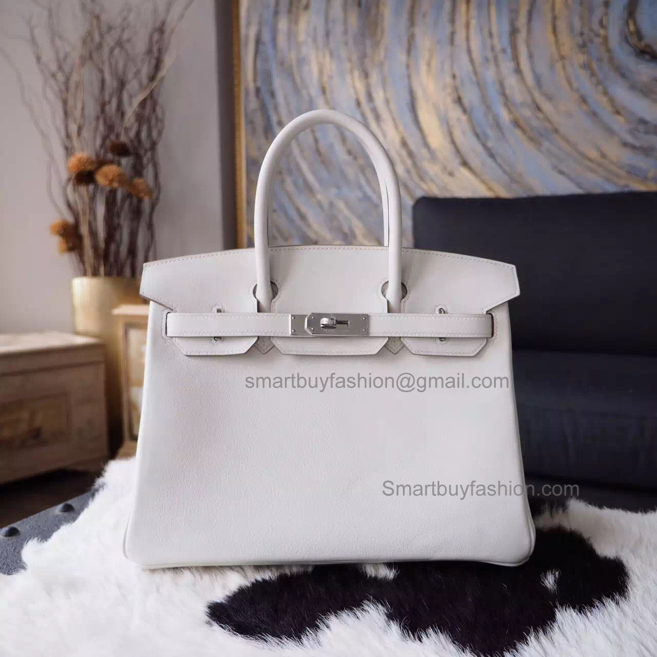 Hand Stitched Hermes Birkin 30 Bag in cc10 Craie Swift Calfskin SHW