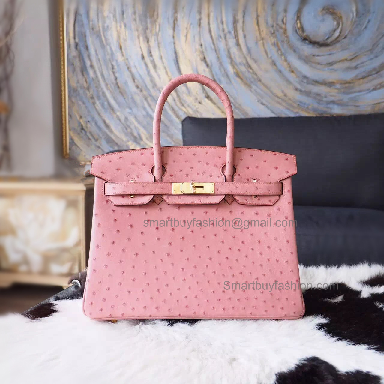 Hand Stitched Hermes Birkin 30 Bag in ck94 Terre Cuite Ostrich GHW