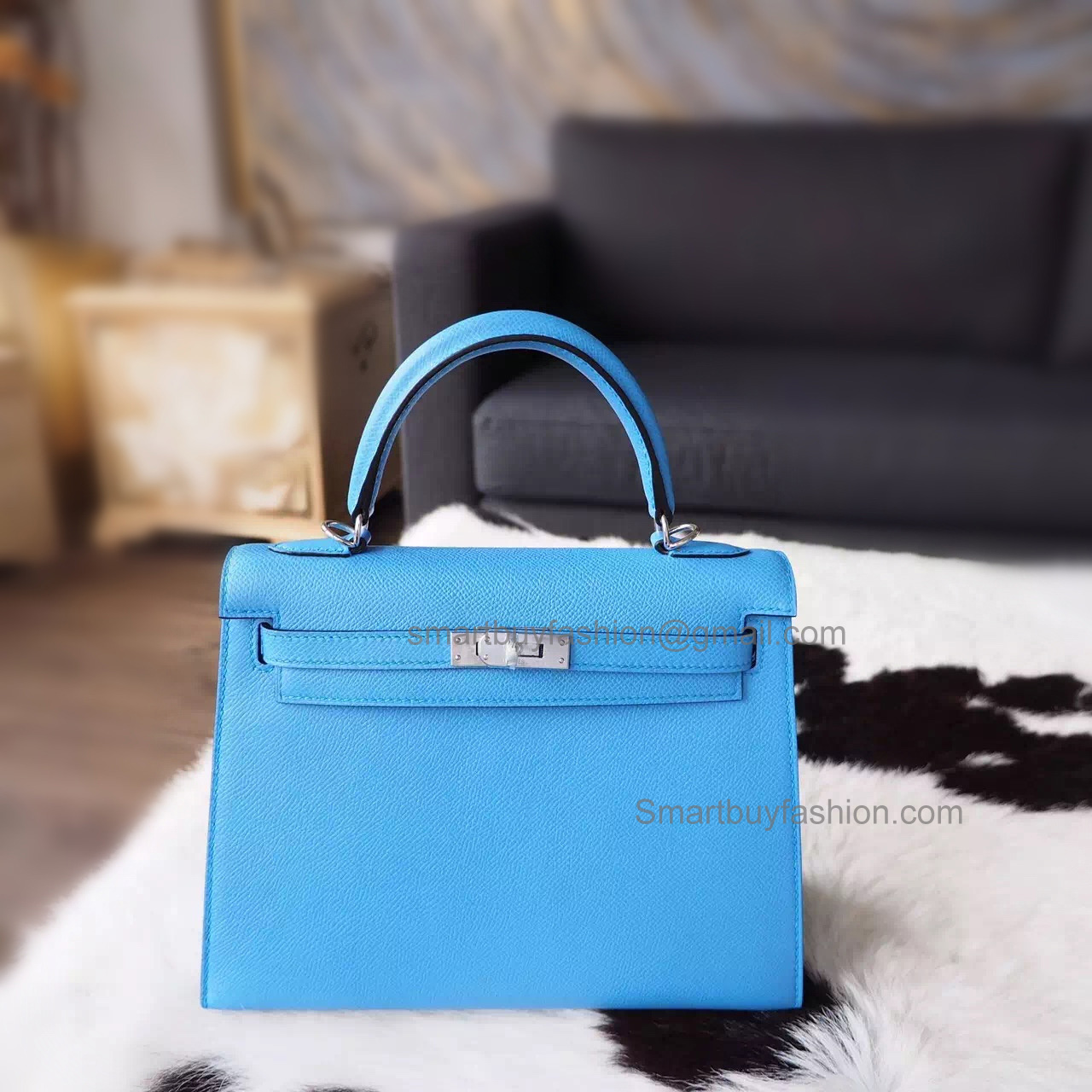 Best Copy Hermes Kelly 25 Handmade Bag in ck89 Noir Epsom Calfskin SHW