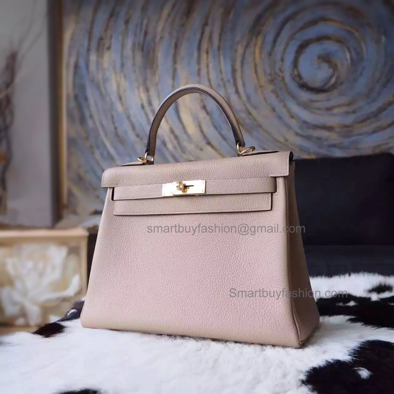 Replica Hermes Kelly 28 Handmade Bag in ck81 Gris Tourterelle Togo Calfskin GHW