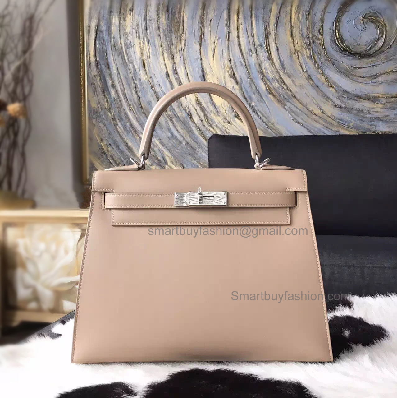 Replica Hermes Kelly 28 Handmade Bag in ck1f Argile Tadelakt SHW