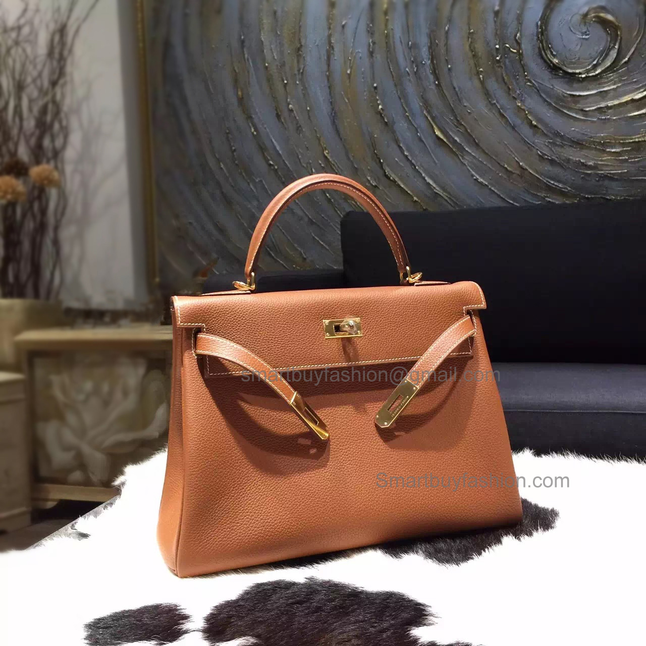 Replica Hermes Kelly 28 Handmade Bag in ck37 Gold Togo Calfskin GHW