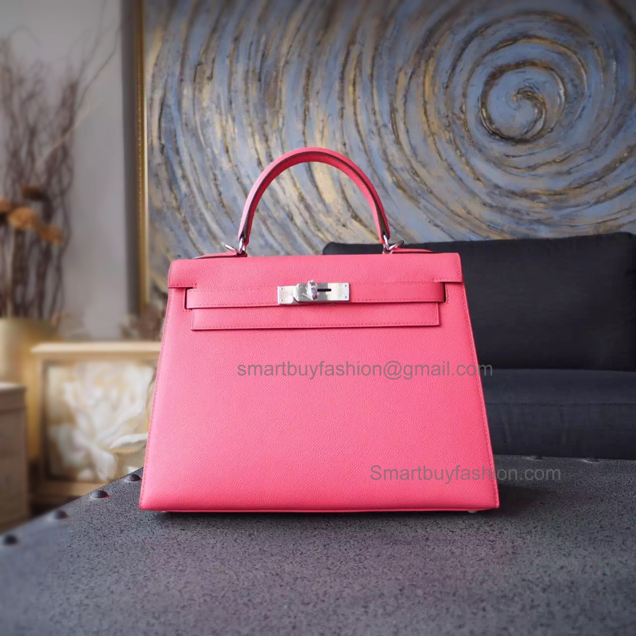 Knock Off Hermes Kelly 28 Handmade Bag in ck8w Rose Azalee Espom Calfskin SHW