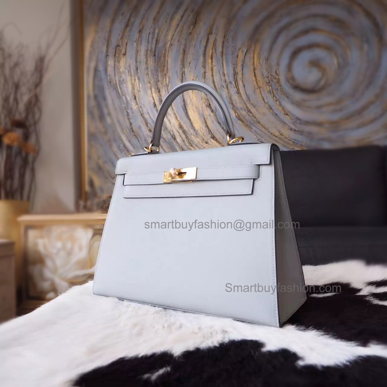Best Fake Hermes Kelly 28 Handmade Bag in 8u Blue Glacier Espom Calfskin GHW