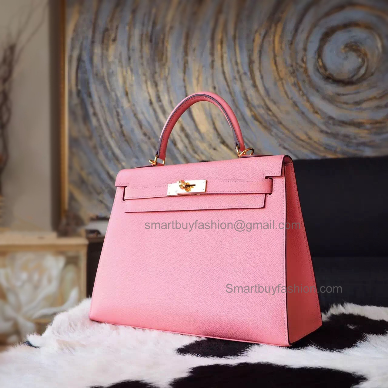 Best Copy Hermes Kelly 28 Handmade Bag in 1q Rose Confetti Espom Calfskin GHW