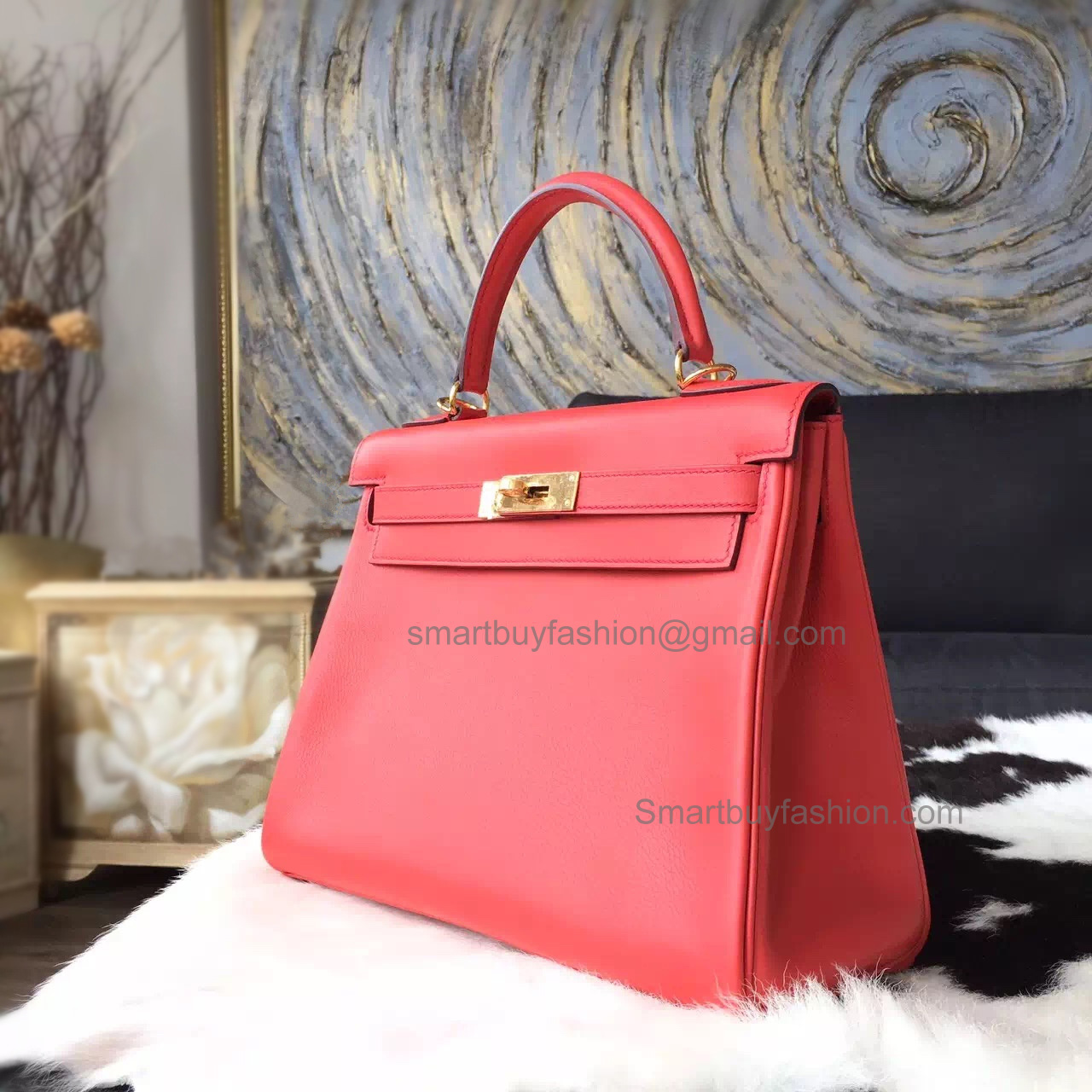 Replica Hermes Kelly 28 Handmade Bag in t5 Rose Jaipur Swift Calfskin GHW