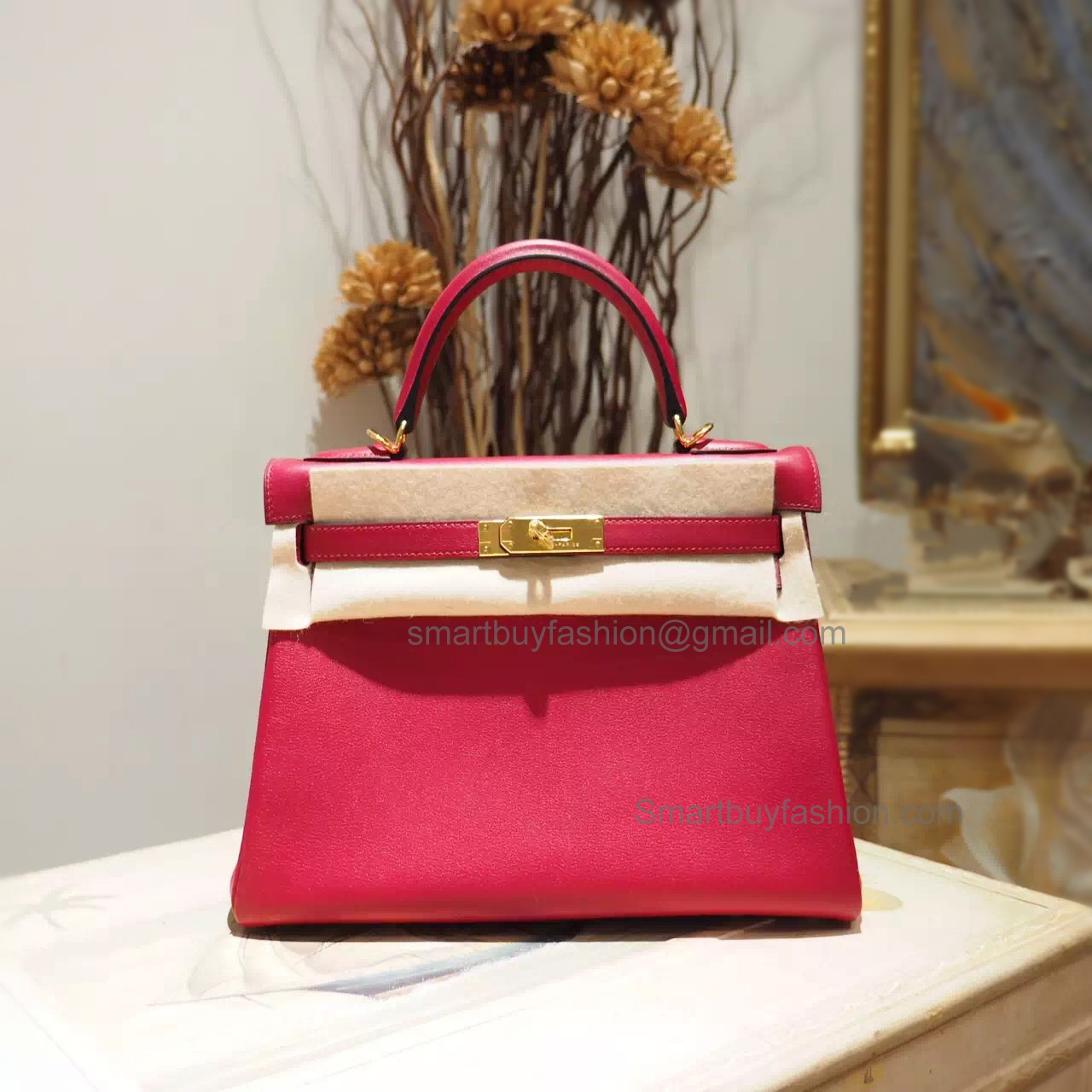 Replica Hermes Kelly 28 Handmade Bag in b5 Ruby Swift Calfskin GHW