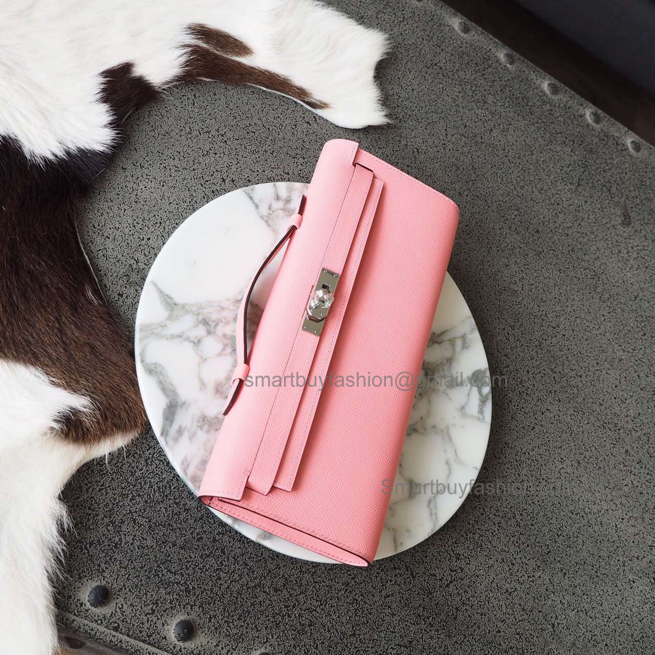 Hermes Kelly Cut Copy Clutch in 1q Rose Confetti Epsom Calfskin PHW