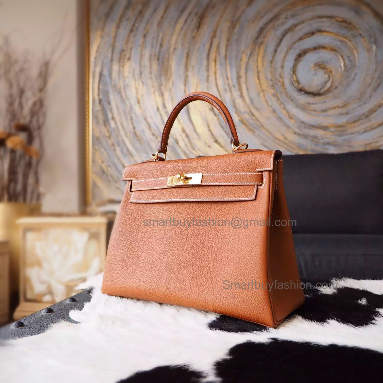 Handmade Hermes Kelly 32 Copy Bag in ck37 Gold Togo Calfskin GHW